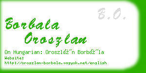 borbala oroszlan business card